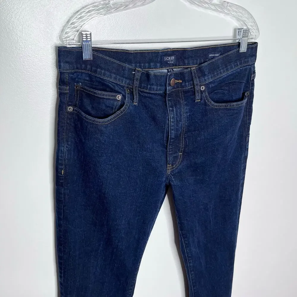 J.Crew Flex Straight Jeans Mens 35x34 Dark Wash Stretch Denim Re-Imagined